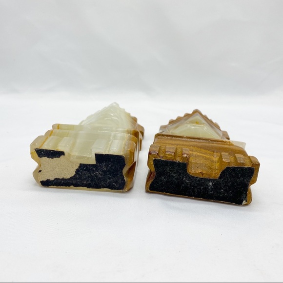 Vintage Carved Aztec Mayan Onyx Stone Bookends - Picture 4 of 5
